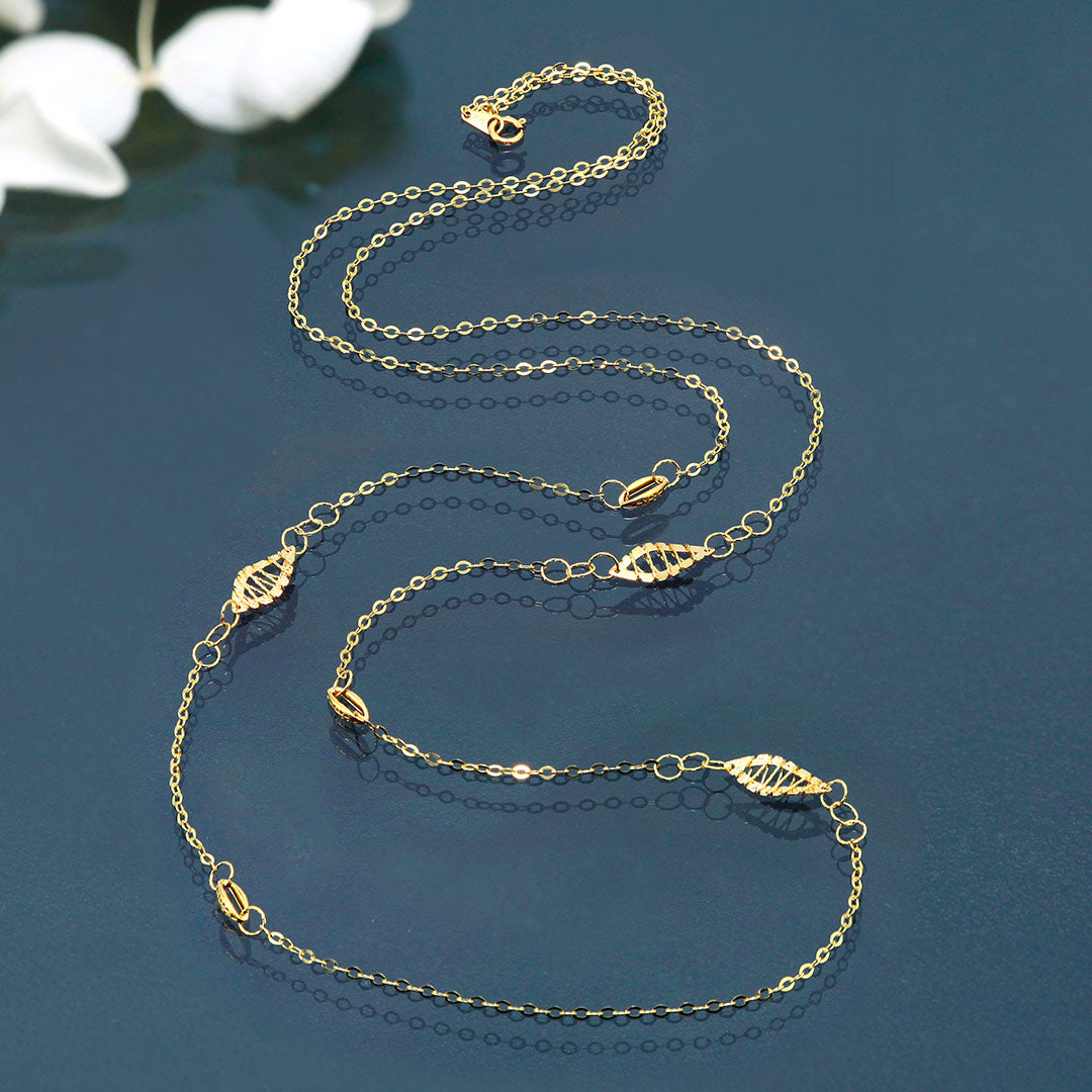 Yellow gold long necklace | NK09247