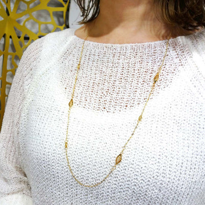 Yellow gold long necklace | NK09247