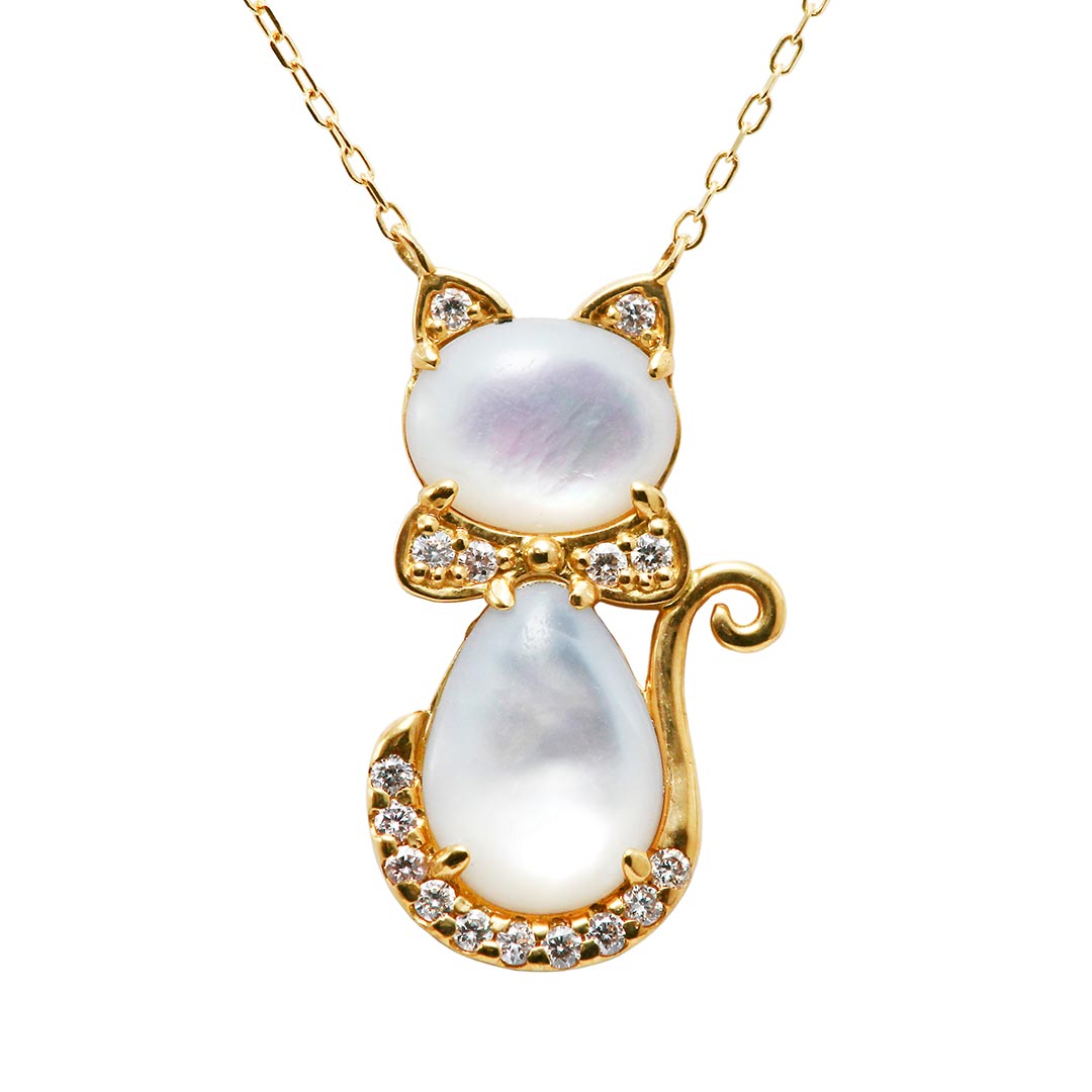 White shell & diamond necklace ｜ PX05442