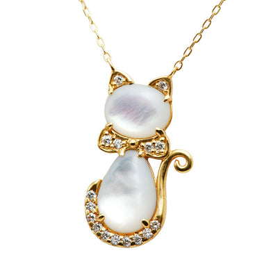 White shell & diamond necklace ｜ PX05442